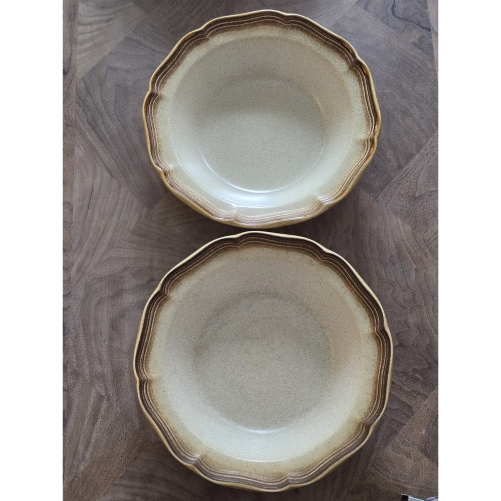 Vintage Mikasa Whole Wheat Soup Pasta Salad Bowls 9.5" Large Stoneware Set Of 2